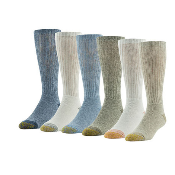 Gold Toe Men Casual Harrington Socks 6-Pack Multi - Picture 1 of 1